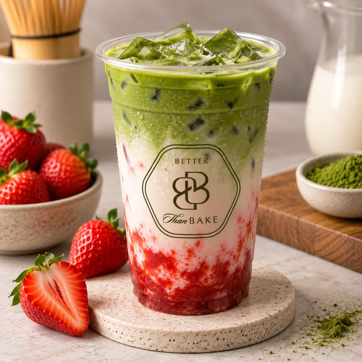Strawberry Iced Matcha Latte