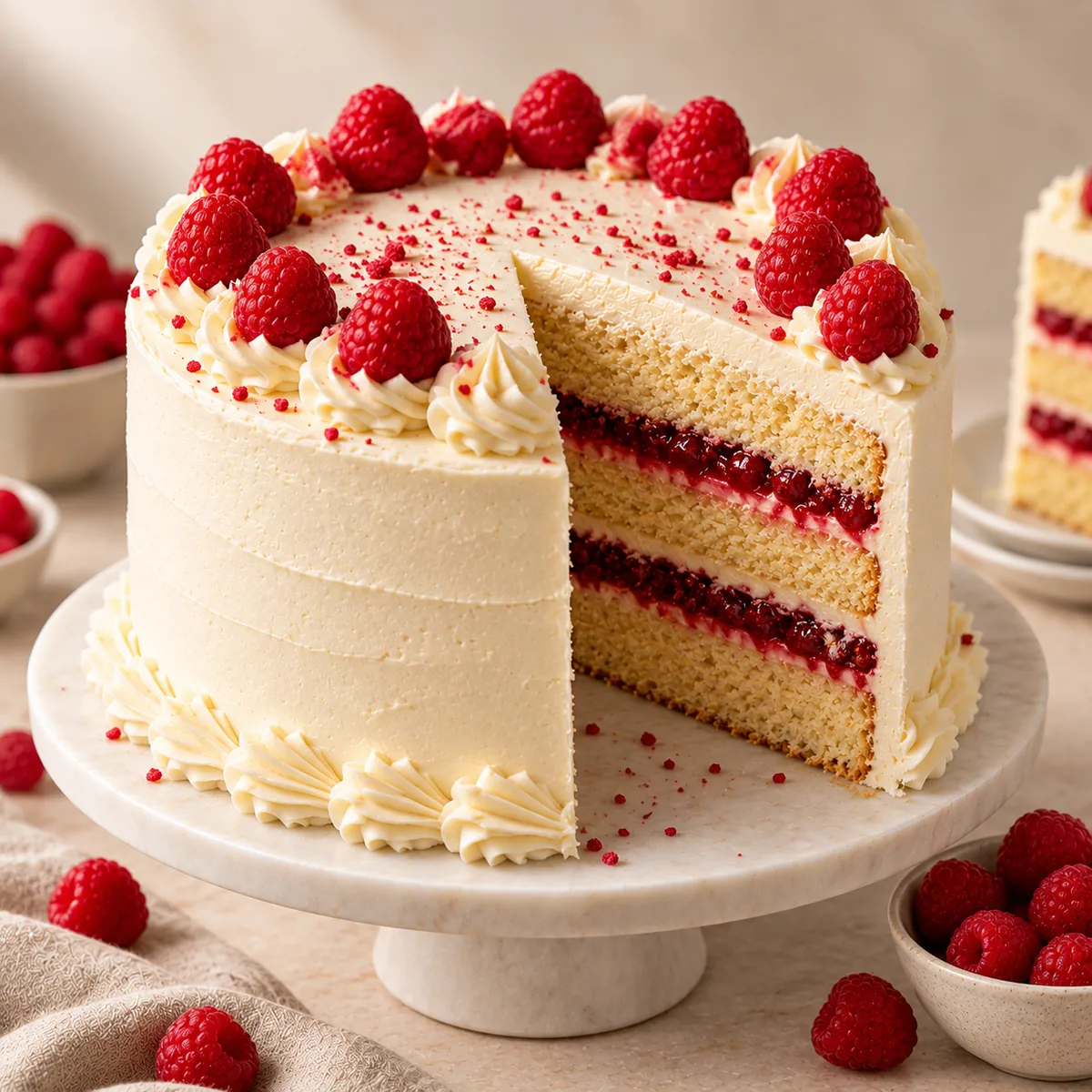 Vanilla + Raspberry Cake